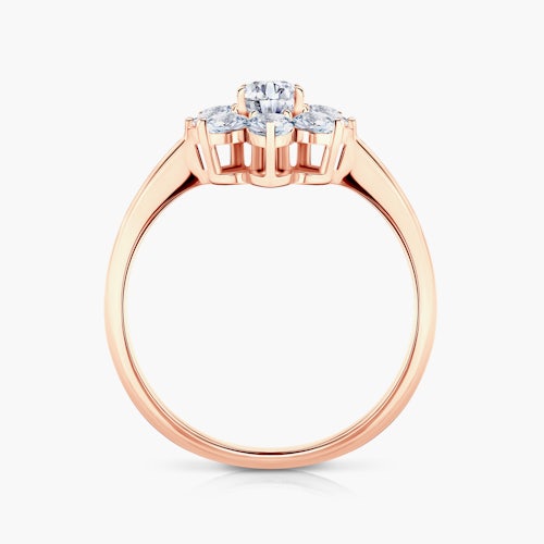 Pierścionek zaręczynowy SAVICKI: różowe złoto, białe szafiry